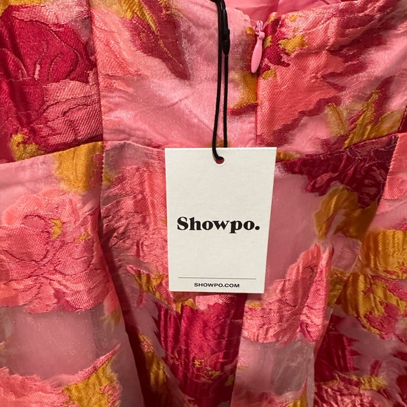 NEW Showpo Brailey Jacquard Mini Dress in pink floral. NWT US Size 6 - Picture 4 of 5